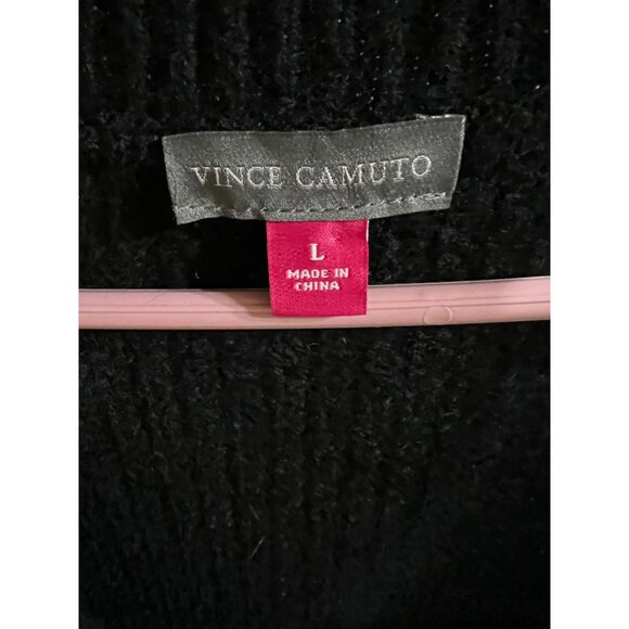 Vince Camuto Ladies Oversized V-Neck Knit Sweater Vest Rich Black L New With Tag - Picture 4 of 9